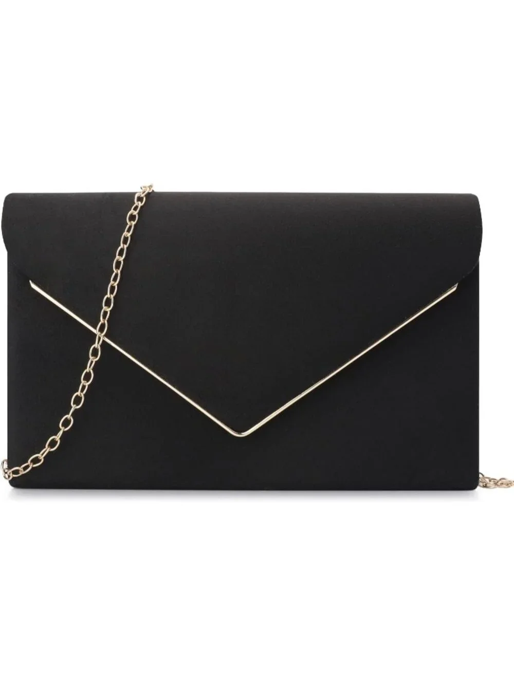 👜 Women's Black Wedding Party Cocktail Prom Faux Suede Crossbody Clutch Purse